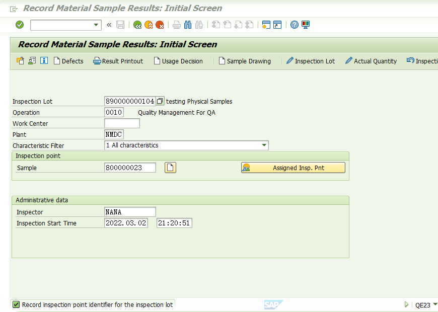 SAP QM 高阶之Physical Sample Management